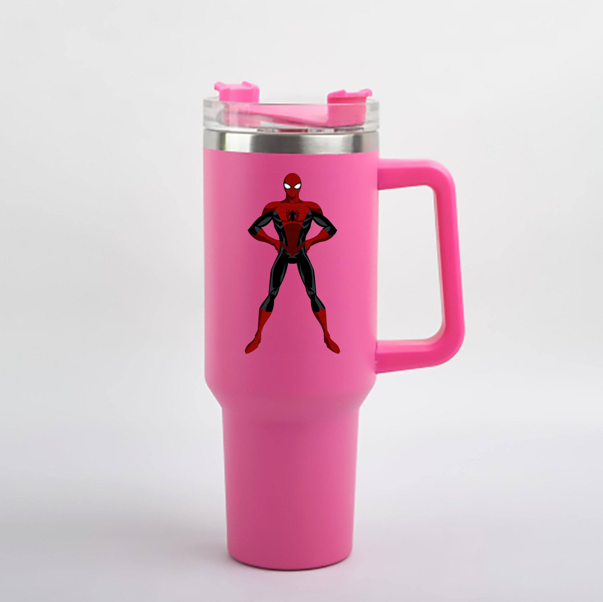 （画像用） Spider Man スパイダーマン 1200mL車用タンブラー - クリスタルステッカー（プラスチックストロー付き）